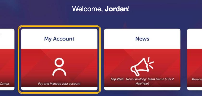 Parent Portal home screen with the My Account tile highlighted.